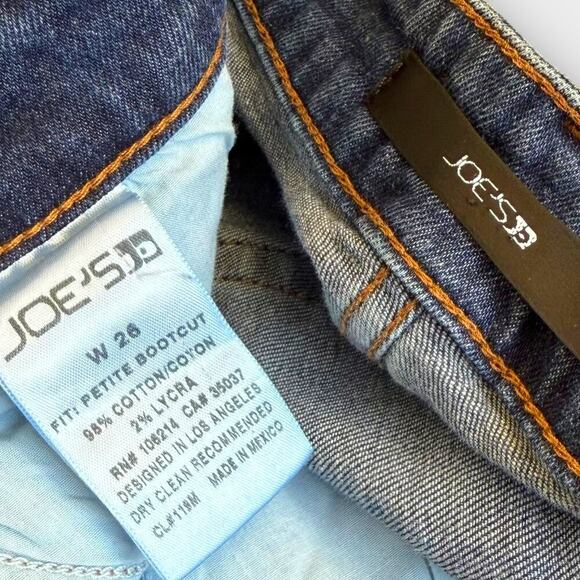 JOE'S Slim Petite Fit Bootcut Mid Rise Blue Washed Jeans Faded Stretch Size W26 - Picture 14 of 14